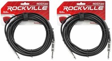 2 Rockville RCGT20B 20' 1/4" TS to 1/4'' TS Guitar/Instrument Cable