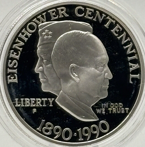 1990 P $1 Eisenhower Centennial Silver Dollar Proof #928 - Picture 4 of 9