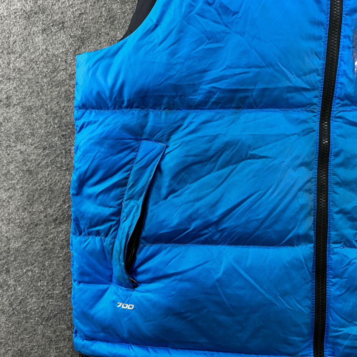 North Face Vest Mens L Blue Black 700 Fill Logo Full Zip North Face Vest Mens L Blue Black 700 Fill Logo Full Zip