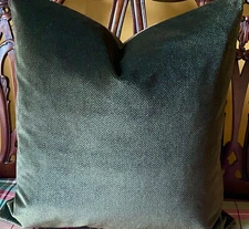 Donghia Cashmere Velvet Herringbone Green (Green and Brown) Italian Pillow Cover