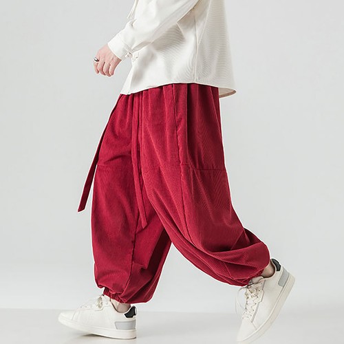 Men Harem Pants Loose Elastic Waist Large Pockets Design Hippie Yoga Drop Pants - Picture 20 of 39