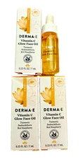 3 Pc Derma E Vitamin C Glow Face Oil Travel Size 7ml/.23 oz Each NIB