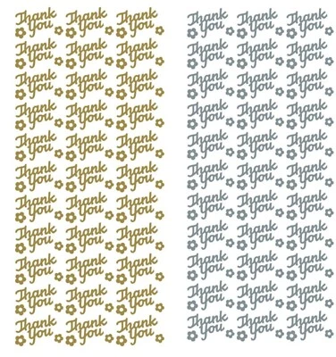 Thank You stickers gold silver peel off foiled card embellishment 33 per sheet