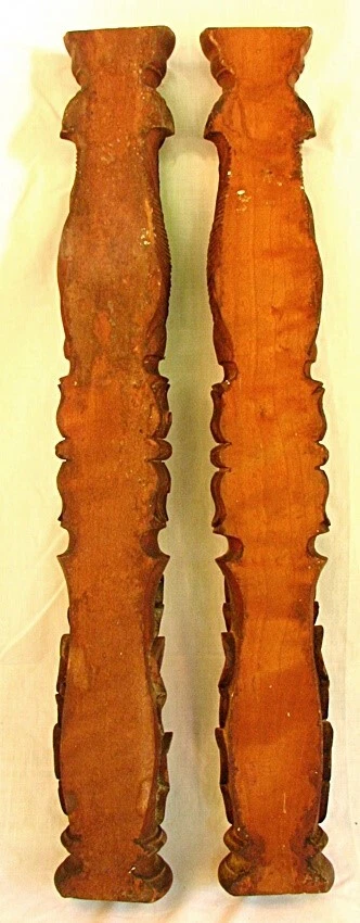 2 PILASTRAS ANTIGUAS TALLADAS CAOBA c.1820 Foto 4 de 4