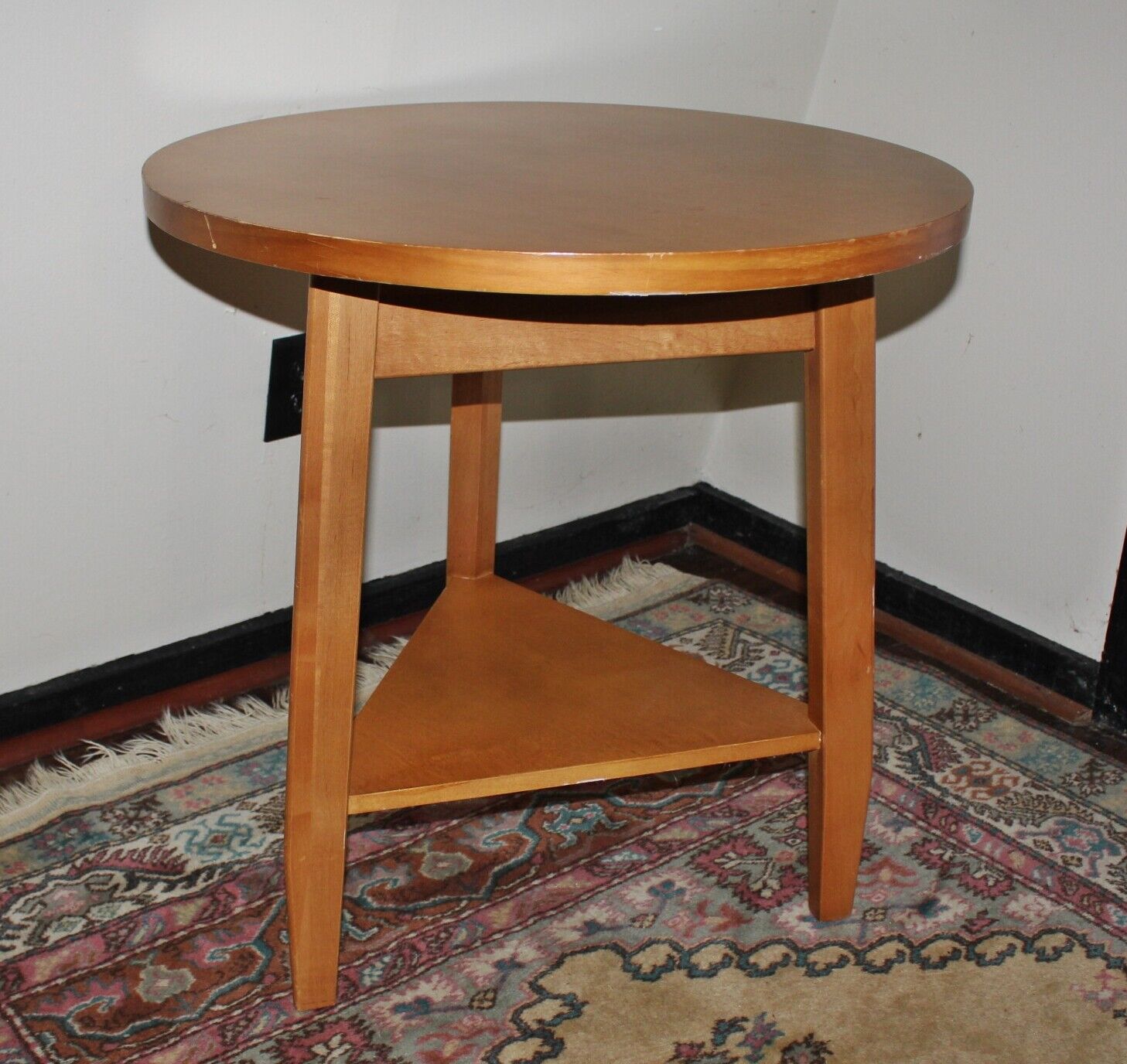 Vintage Lane Mid Century Modern Round Side Accent Table Made in USA Walnut 25"