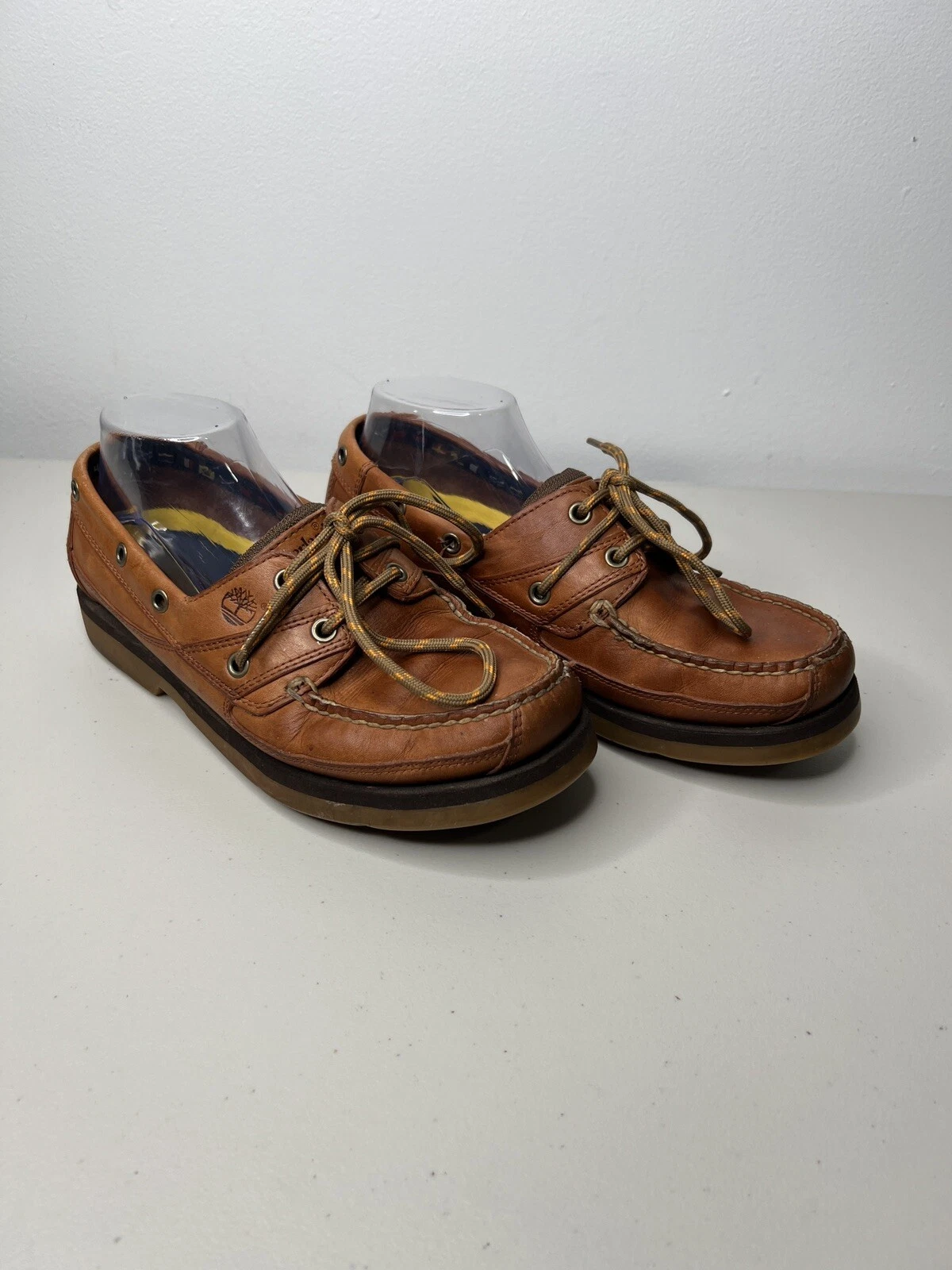 Timberland scarpa da barca mocassino tomaia in pelle marrone casual uomo taglia 8