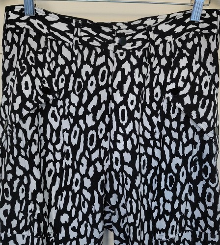 The Kooples Silk Viscose Black & White Leopard crop Pants Womens Size 2 - Picture 4 of 12