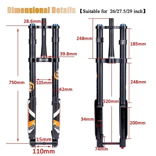 MTB Bike Inverted Air Suspension Fork 26/27.5/29Inch 15*110mm Boost Bike Parts - Picture 3 of 17