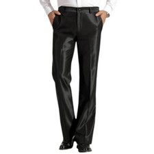 Shiny Men's Flared Suit Trousers Dress Pants Bell Bottom Business Casual Smart