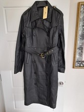 Leather Trench Coat. Lamb Nappa Designer Trench Coat. Cigno Nero. Euro 40.