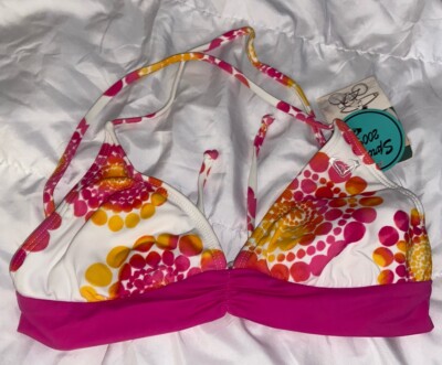 NWT Roxy Retro Criss Cross Halter Swimsuit Bikini Top M (C11)