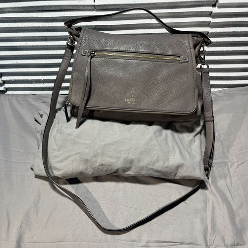 Kate Spade Cobble Hill Toddy Gray Pebbled Leather Crossbody Bag Purse Top Handle - Picture 11 of 19