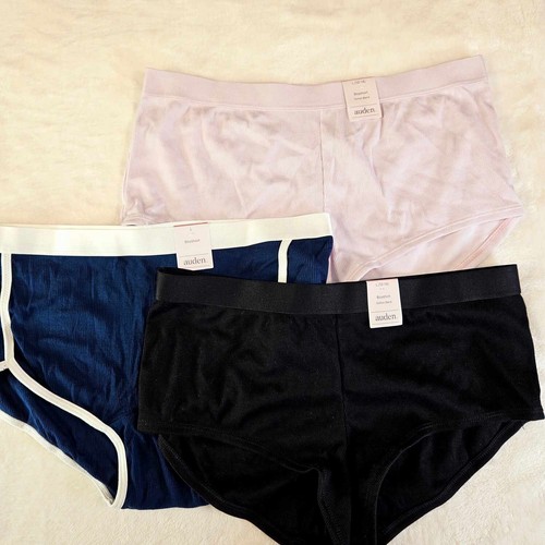 Auden 3pk Ribbed Boy Shorts Underwear Women Large Stretch