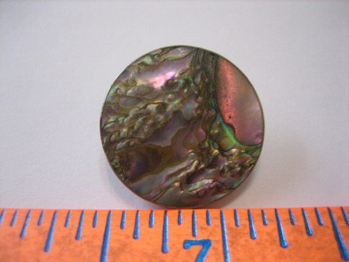 Vintage 3/4" Iridescent Mother Of Pearl MOP Shell Button Set In Metal - P8 - 第 1/5 張圖片