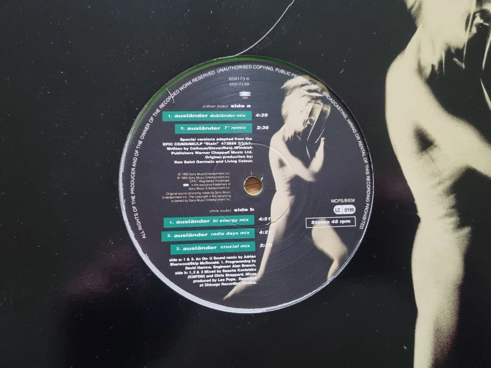 LIVING COLOUR - Auslander 12” GREEN VINYL Limited Edition Numbered - Image 4 of 4