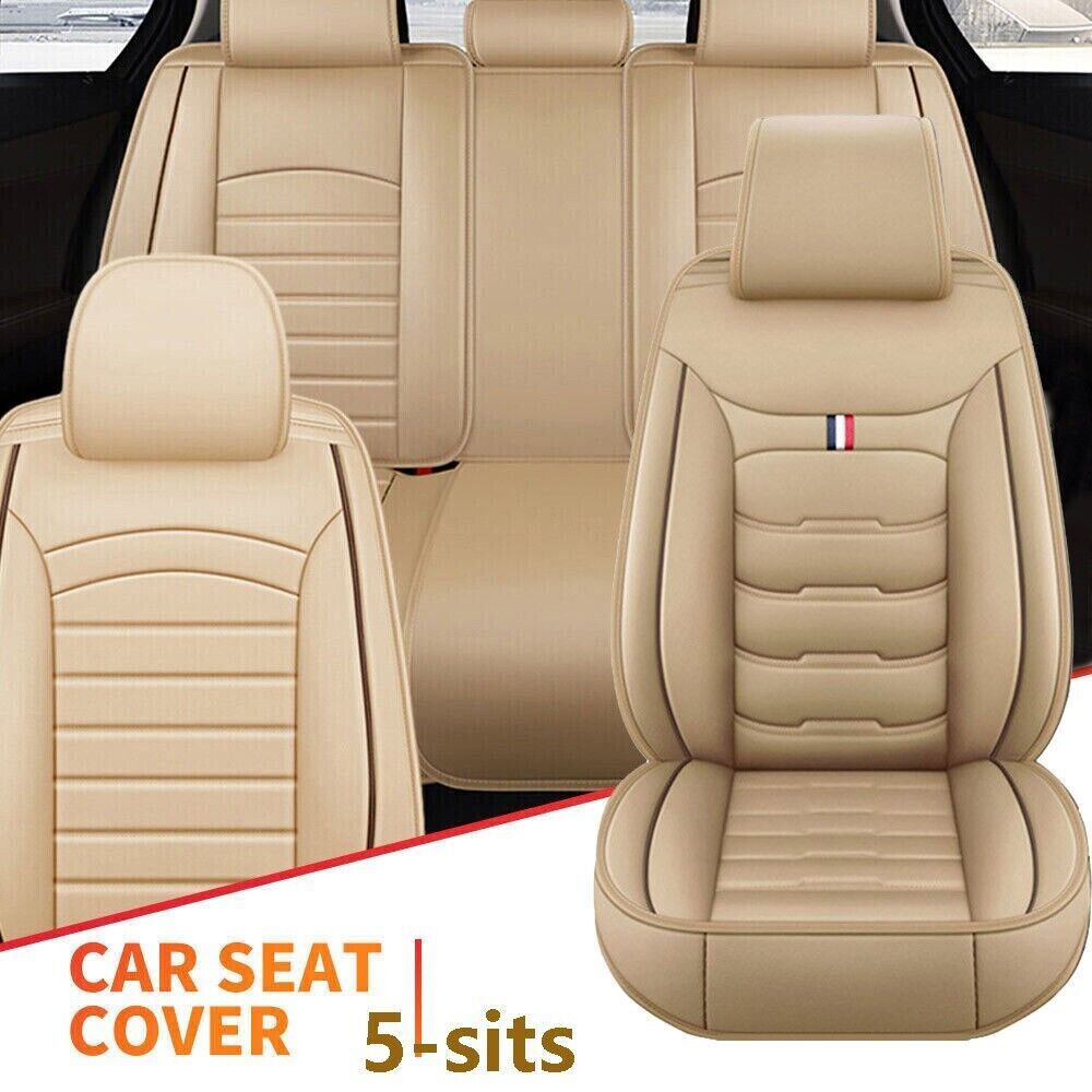 For Toyota Car Seat Cover Full Set Deluxe Leather 5Seats Front & Rear Protector eBay