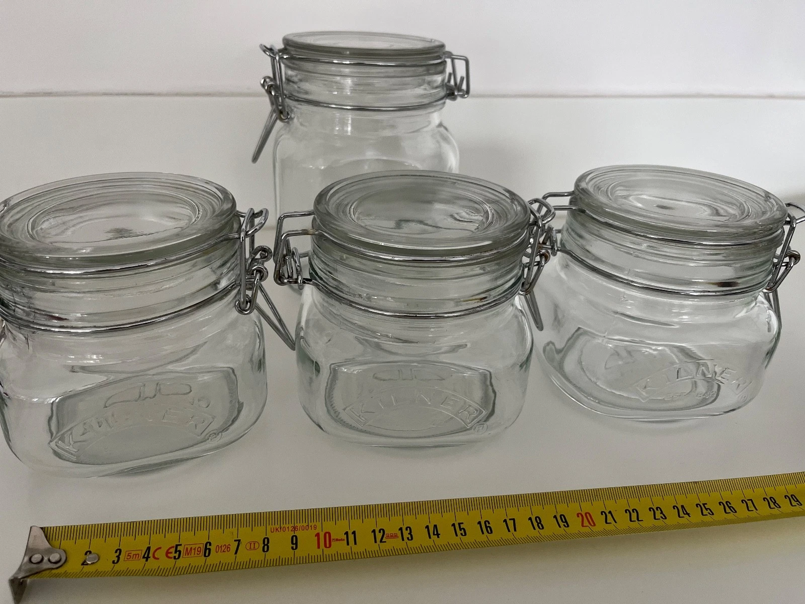 KILNER JARS LARGE SMALL. RAVENHEAD GLASS JARS . VINTAGE GLASS PRESERVE JARS
