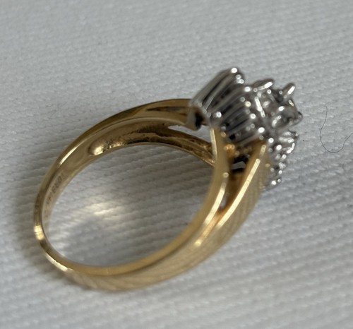 IGRB 14k Yellow Gold Natural Diamond Cluster Ring Size 7.5 - Picture 3 of 8
