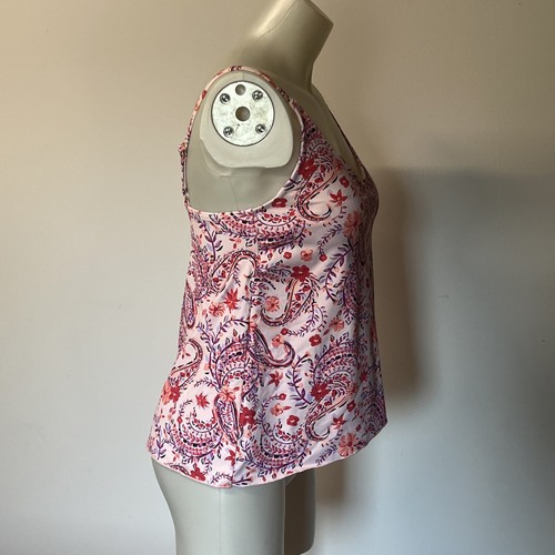 Lands’ End Tankini swim swimsuit Top Pink Wood Lily Multi Paisley Sz reg XS - Picture 5 of 16