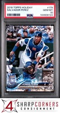 2018 TOPPS HOLIDAY #179 SALVADOR PEREZ ROYALS POP 5 PSA 10