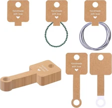 Mozeat Lens Necklace Display Cards, 100 Pcs Jewelry 4x1.5"/10x4cm, brown 