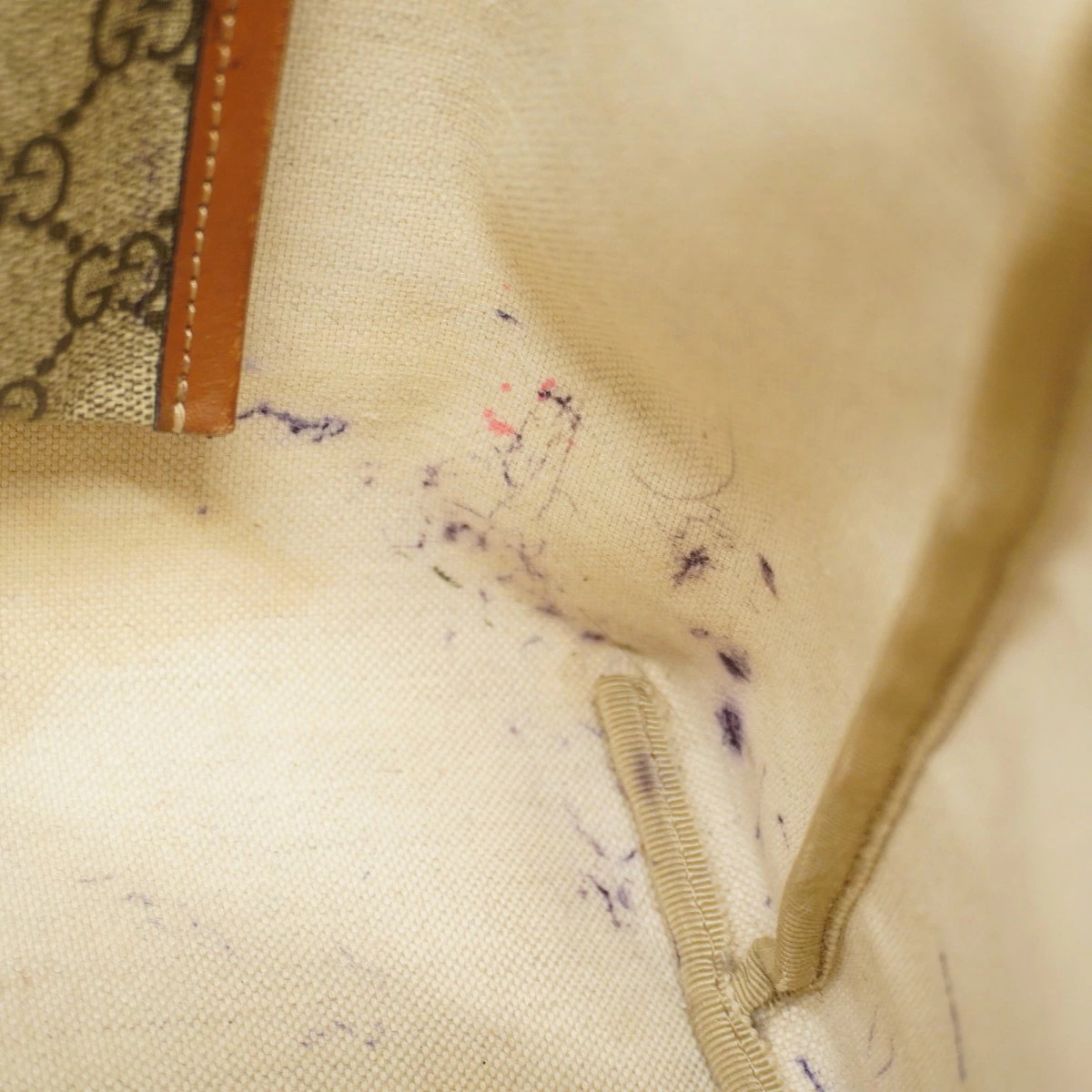 Gucci GG Supreme Sherry Leather Tote Bag Brown Champagne Gold thumbnail 12