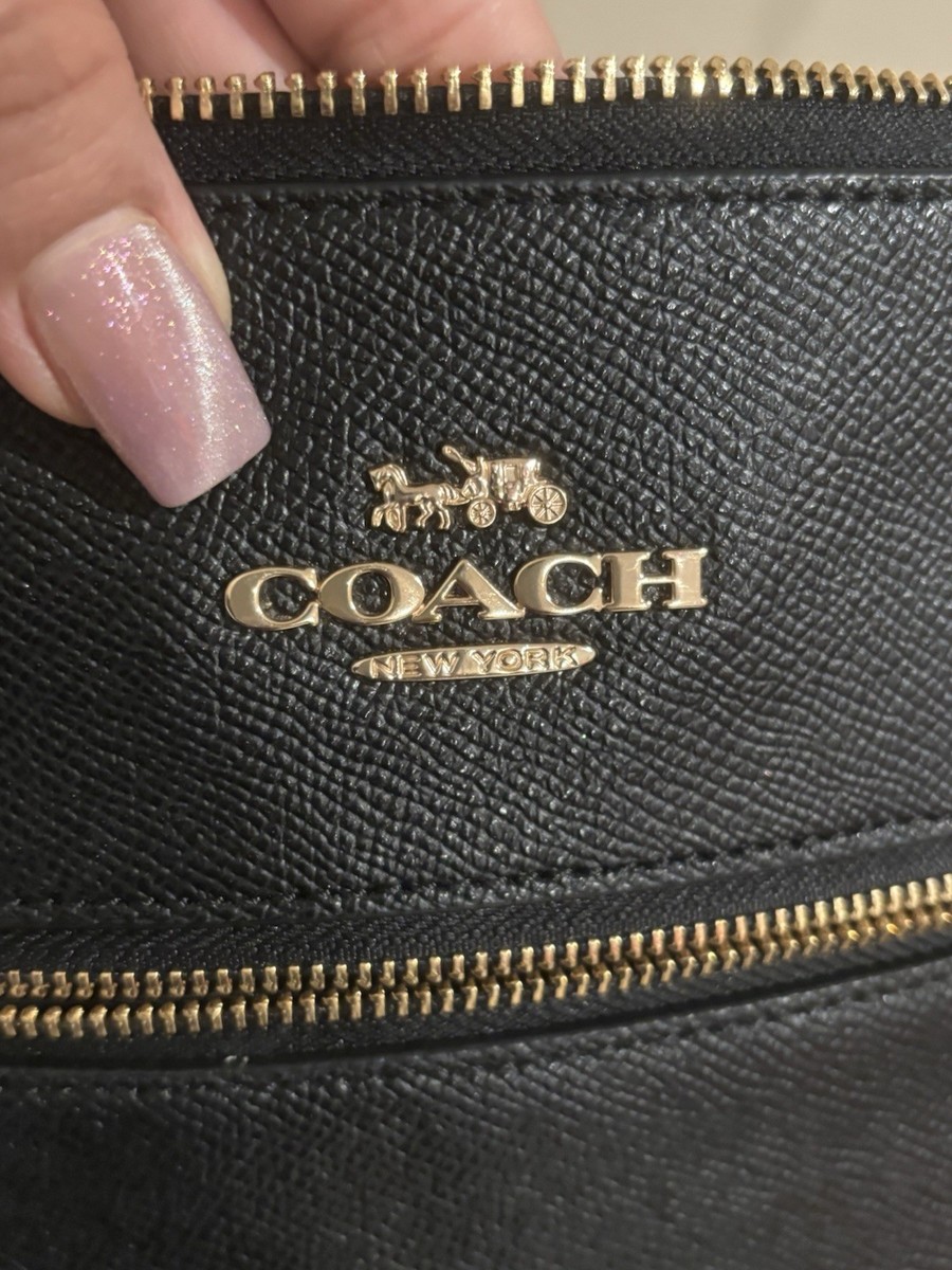 Coach Black Crossbody Bag Gold Hardware Zip Closure Solid