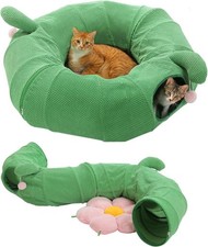 Road Cactus Cat Donut Tunnel Collapsible Cat Tunnel Tube, Dia-38 inches with Flo
