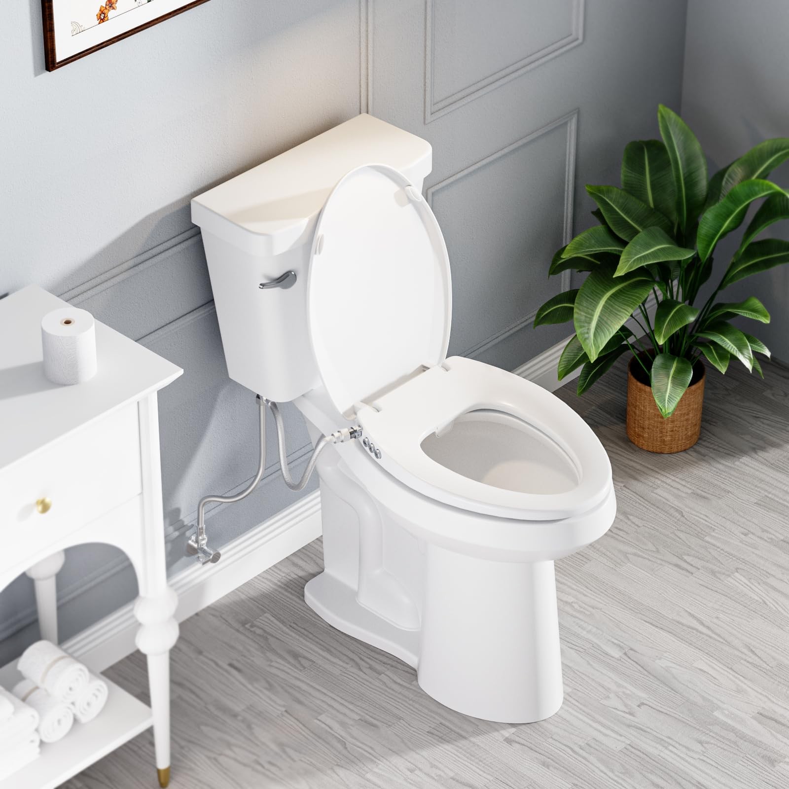 Clirass Bidet Toilet Seat, Soft Close Elongated Toilet Seat, Button control F...