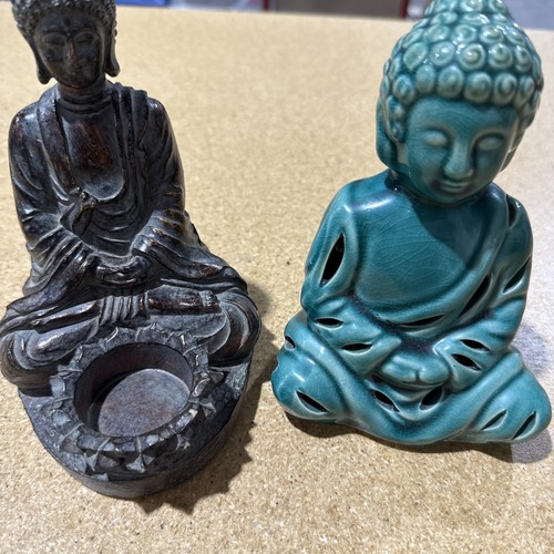 Set Of 2 Religious Figurines - 1 resin + 1 Ceramic With Sachet Fragrance - 6”