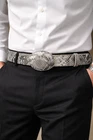White Diamond Python Belt Natural With Leather Lining Genuine Handmade 1 1/2"