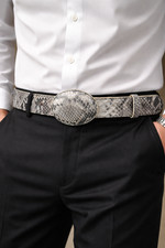 White Diamond Python Belt Natural With Leather Lining Genuine Handmade 1 1/2"