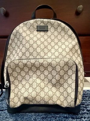 Gucci GG Supreme Monogram Backpack Beige Brown Canvas