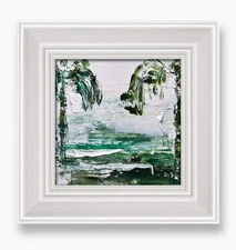 Green Tropical Art • Bali Rice Fields Modern Minimalist Decor Original Painting