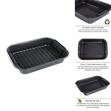 kitCom Bakeware Nonstick Roasting Pan with Rack 15" x 11" 5.8 QT Gray