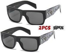 Locs 2 Pack Hardcore Fashion Black Lowrider Designer Shades Sunglasses 91186 GRF