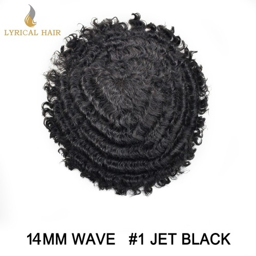 Afro Toupee For Black Men Kinky Curly Human Hair Unit Injection Hairpiece System - Afbeelding 16 van 23
