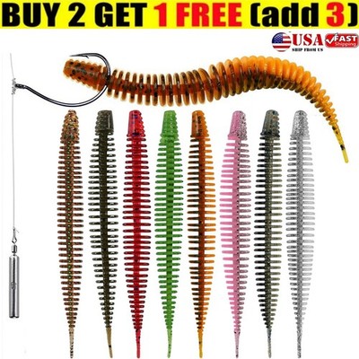 6pcs Floating Worm Bait Bellows Worms For Bass Fishing Soft Plastic Lures Fish