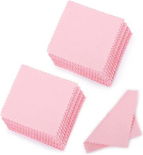 50Pcs Jewelry Cleaning Cloth Pink Polishing Cloth for Sterling Silver Gold Plati