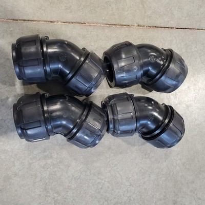 Aircom QLGO45PA063 Polymer Union Quick Line HR-Polymer 45° Elbow 63mm Lot of 4