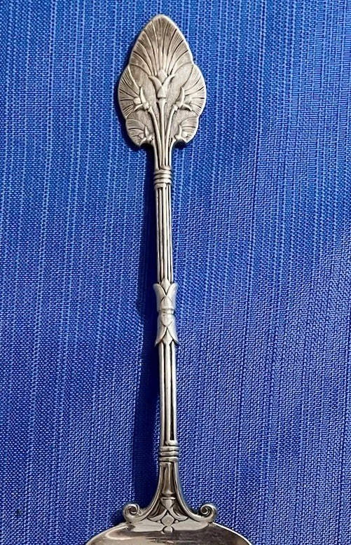 Редкий сервиз для выпечки из чистого серебра Whiting Lotus 10 дюймов яркая огранка египетское возрождение - Изображение 4 из 4