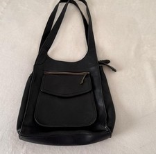 Fossil 90s Black Pebbled Leather Shoulder Bag Purse Brass Hardware