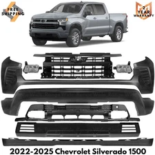 Front Bumper Paintable Steel & Grille Kit For 2022-2025 Chevy Silverado 1500