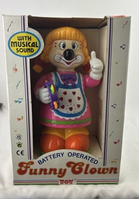 Vintage New Funny Clown Battery Powered Hap-P-Kid Light Up Nose Female RARE BN16