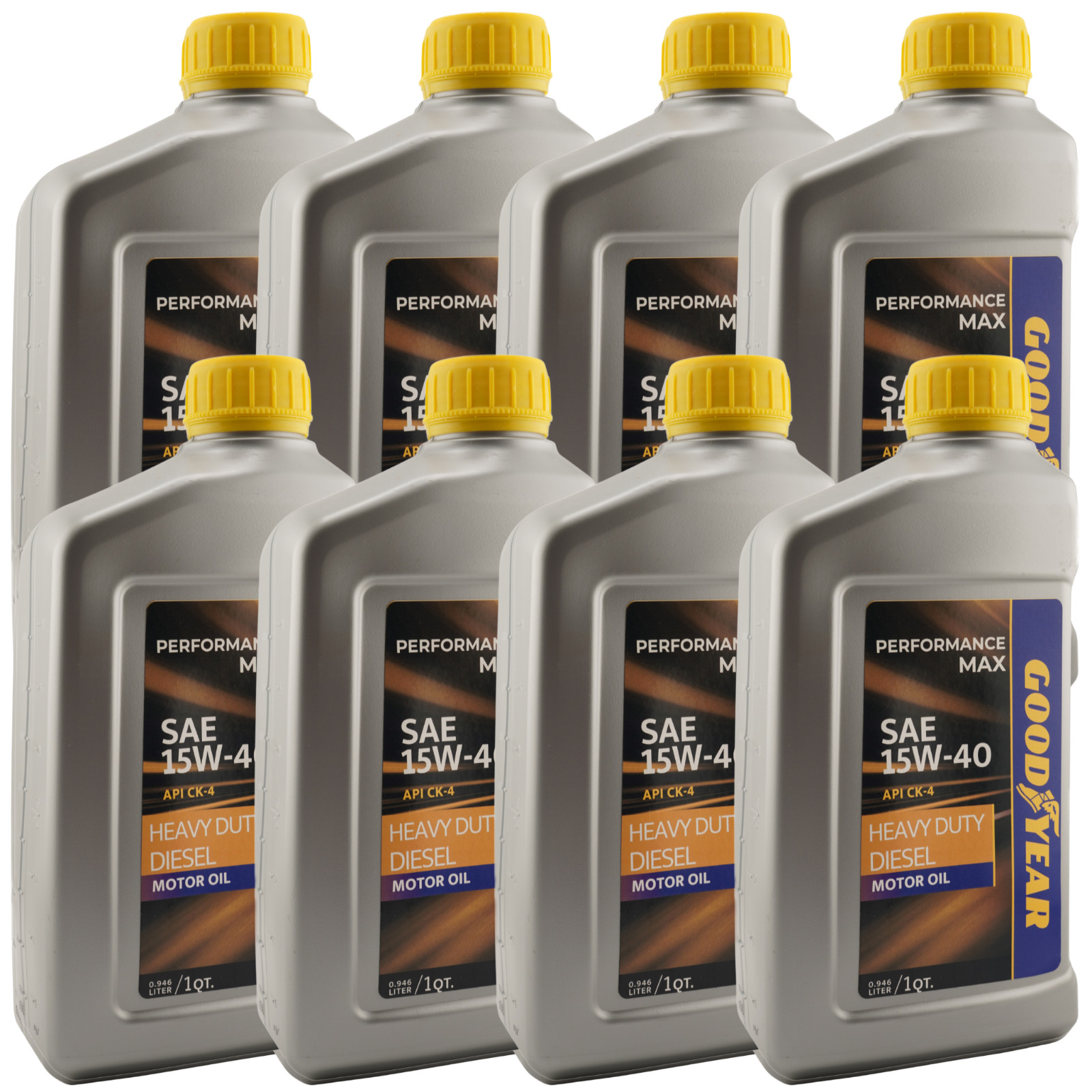 Goodyear 15W-40 CK-4 Heavy Duty Diesel Motor Oil, 1 Quart - Pack of 8