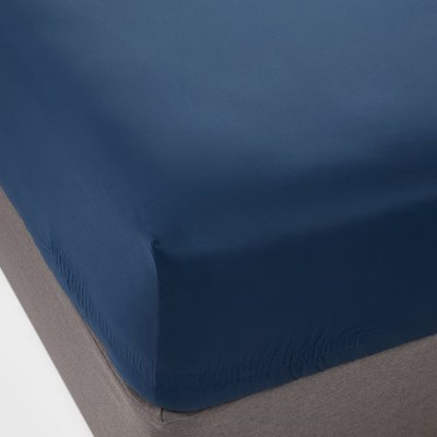 Queen 400 Thread Count Performance Fitted Sheet Metallic Blue -