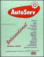 NOS Autoserv Service Manual MG TC TD TF MGA Renault Dauphine 750 1946-1960