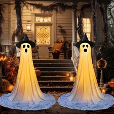 2 Packs Halloween Ghost Decor Outdoor Light up Ghost Kit Indoor Spooky