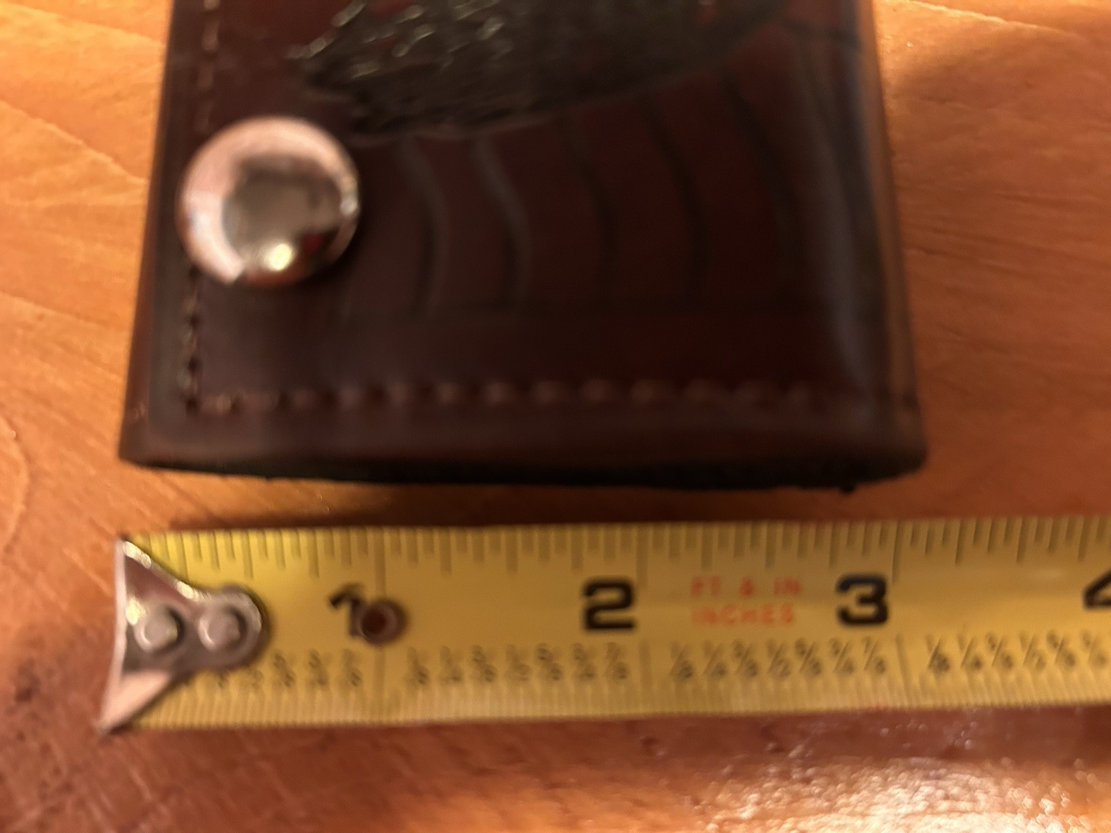 Antiqued Leather Chain Trifold Wallet with Deer Image...Made in USA...Ships Free