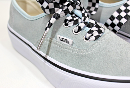 Vans Authentic Platform Women Light Blue-Grey Suede Shoes Checkerboard Laces UK4 - Picture 2 of 18